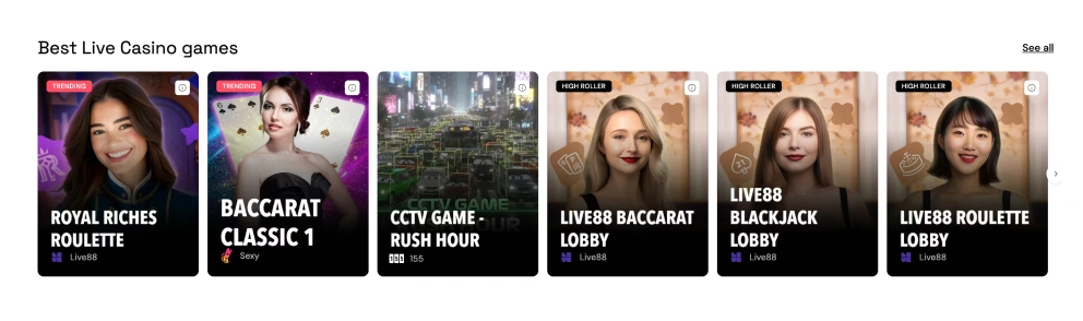 Play live at Bitcasino Japan